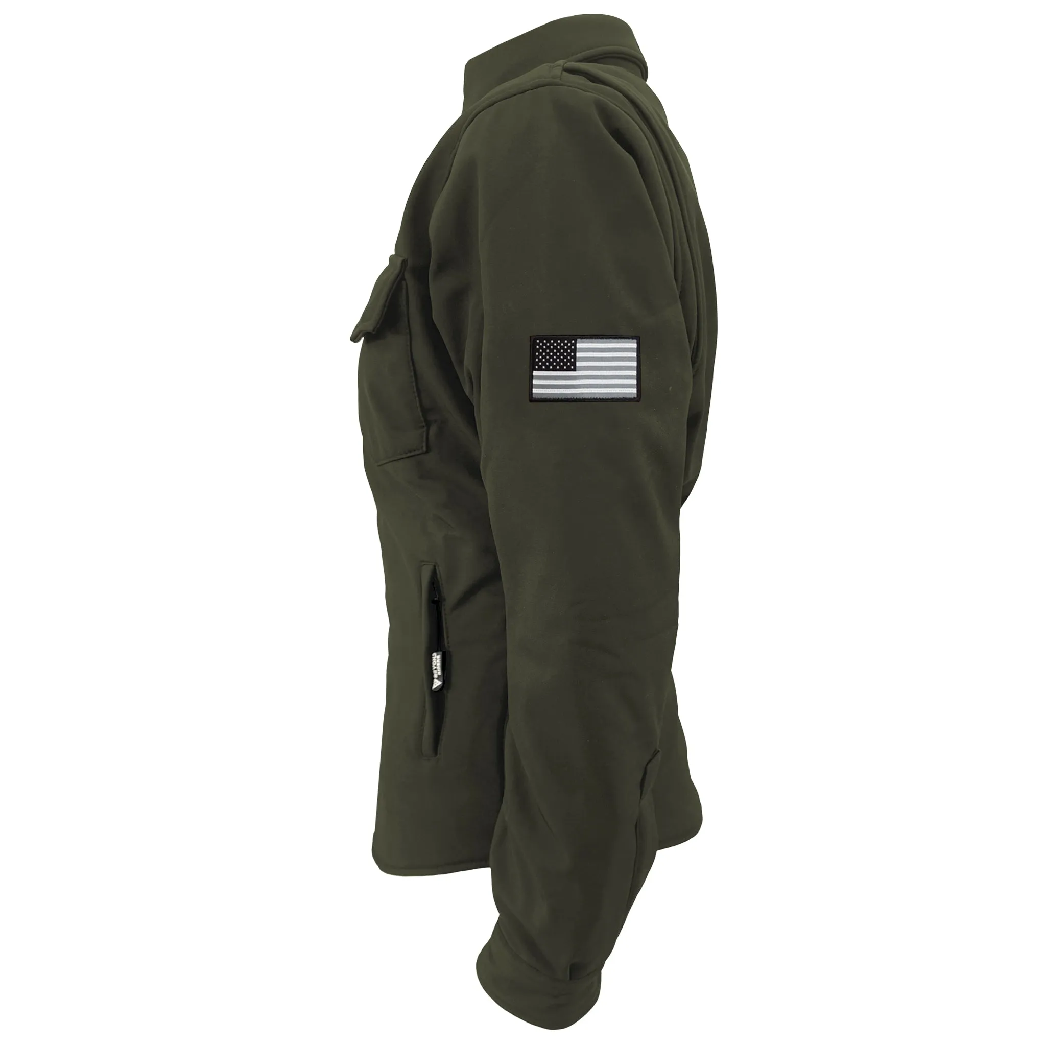 Protective SoftShell Winter Jacket for Women - Army Green Matte with Pads