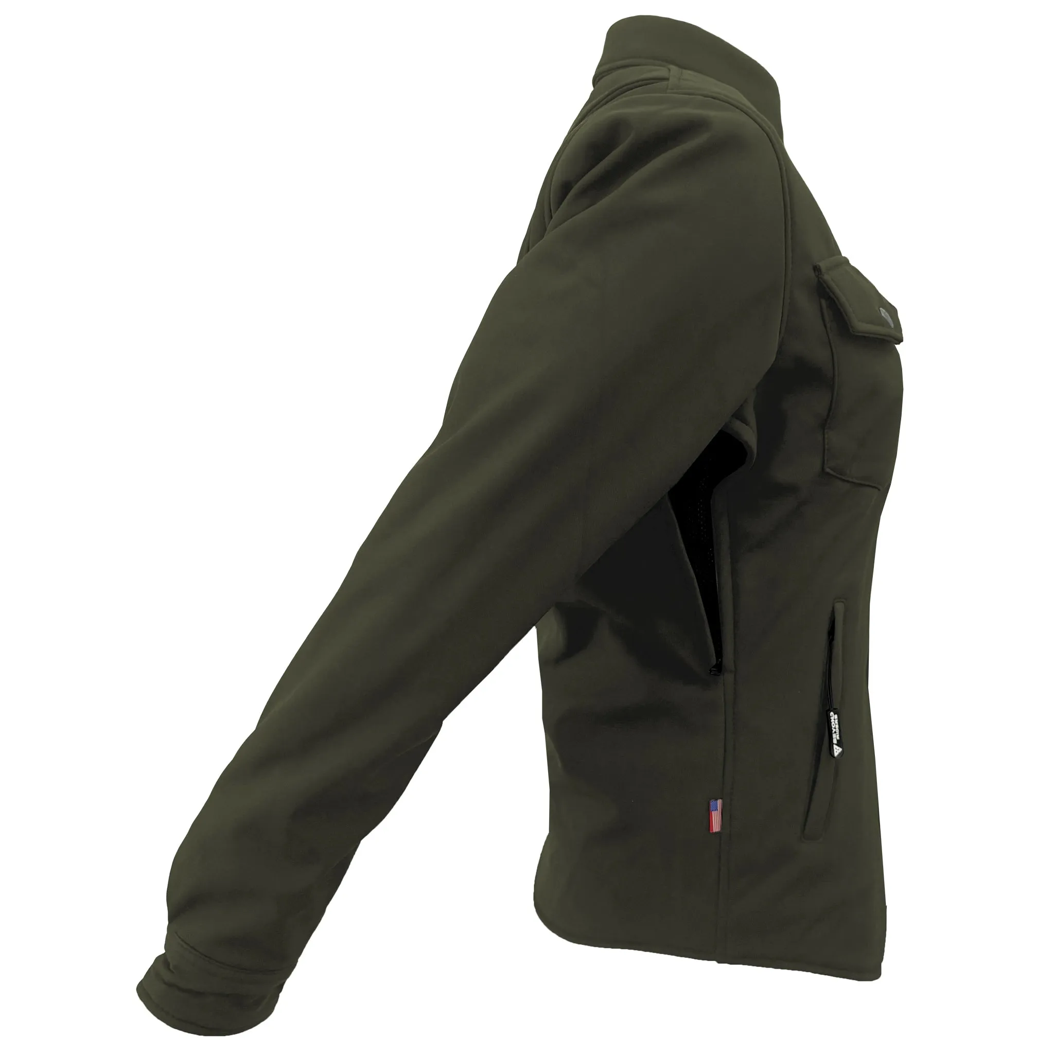 Protective SoftShell Winter Jacket for Women - Army Green Matte with Pads