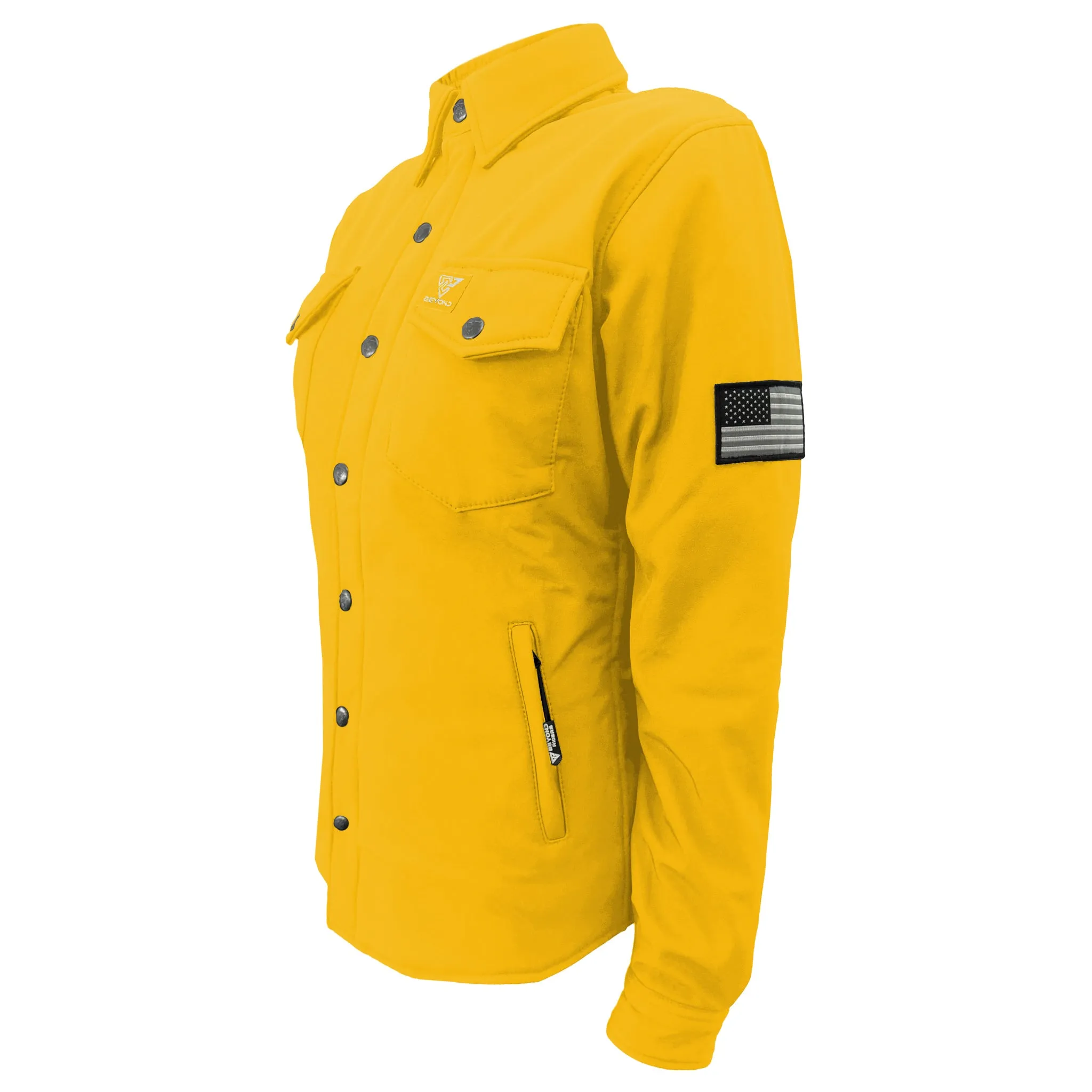 Protective SoftShell Winter Jacket for Women – Yellow Matte with Pads
