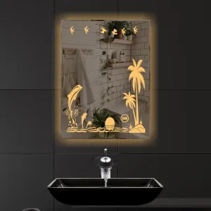 Spark Glass Rectangular LED Sensor Mirror. (LedColour: White, Warm White, & Mix Light) - (Size:18x24 Inch)