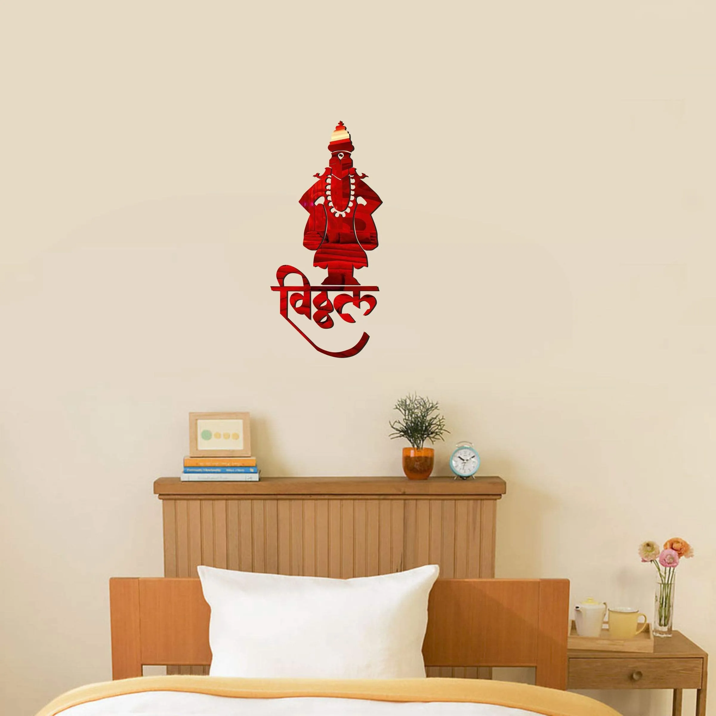Sticker Hub Shri Krishna Acrylic 3D Mirror Wall Sticker (Red)_MR196