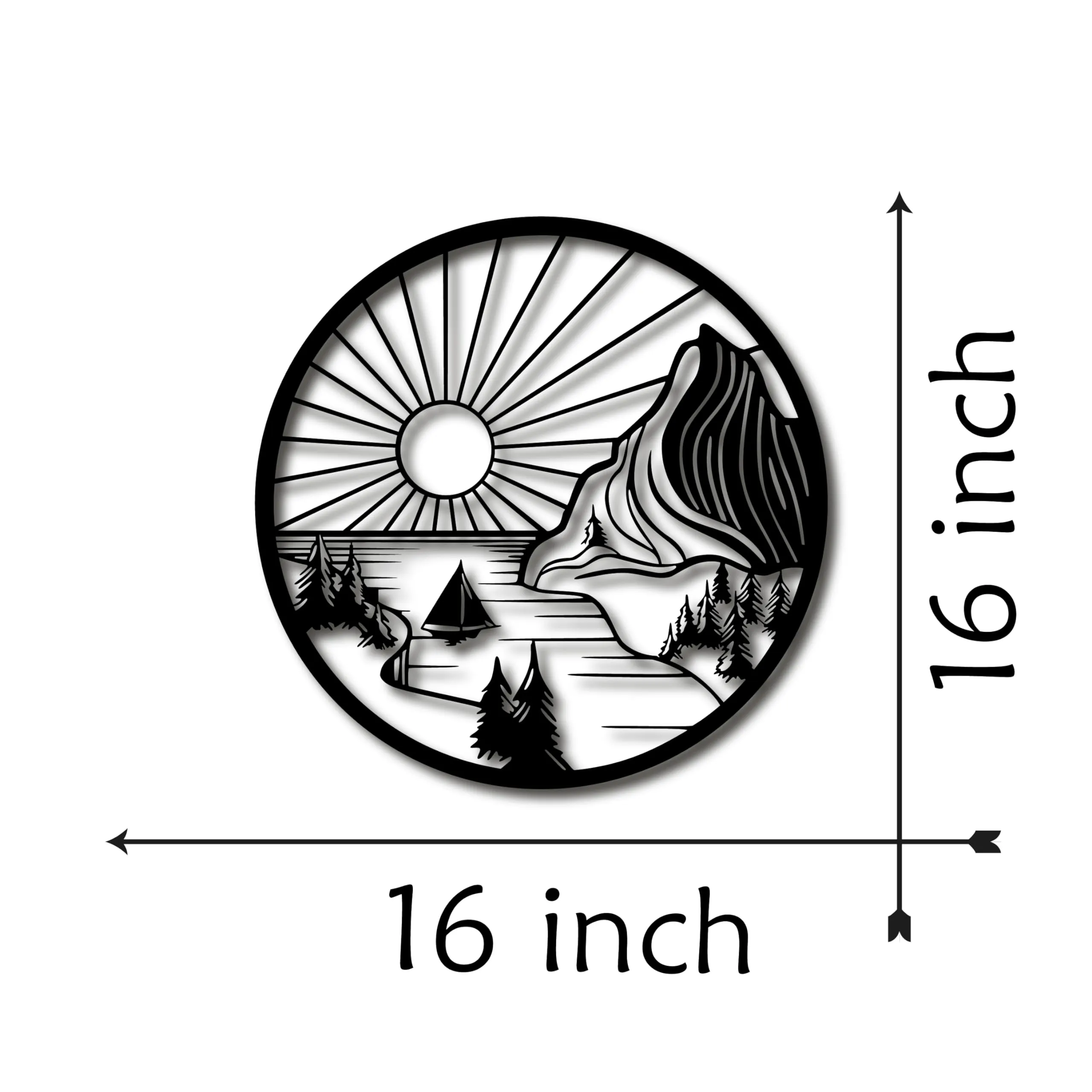 STUDPEEK Mountain Sun Art Design Wall Decor Acrylic Self Adhesive 3D Stylish Showpieces for Home Decor - Interior Decoration (16 x 16 Inch)