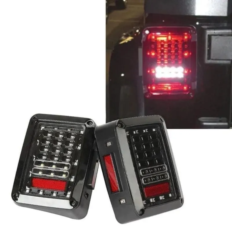 Suparee Jeep Wrangler LED Tail Lights with Clear Lens for 2007-2018 JK JKU