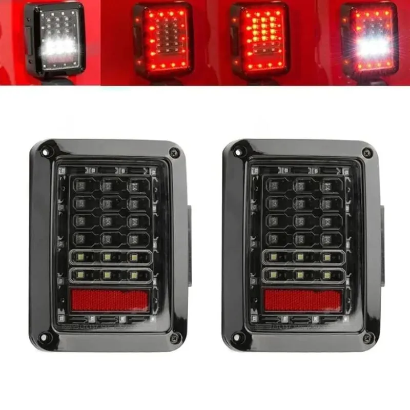 Suparee Jeep Wrangler LED Tail Lights with Clear Lens for 2007-2018 JK JKU