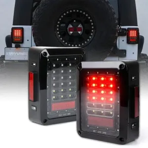 Suparee Jeep Wrangler LED Tail Lights with Clear Lens for 2007-2018 JK JKU