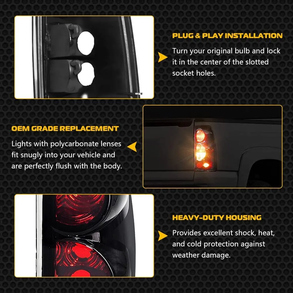 Tail Brake Lights Assembly Rear Lamps Replacement for 1999-2007 Chevy Silverado 1500 2500 3500