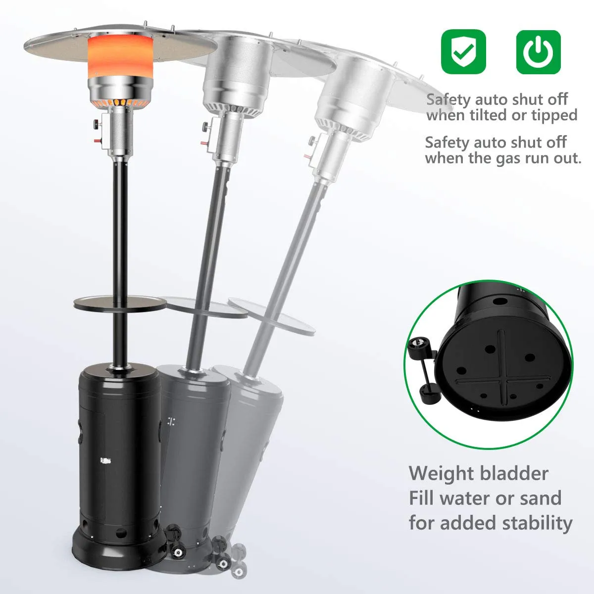 Tangkula 48000 BTU Outdoor Patio Heater with Wheels, Portable Porch Propane Heater