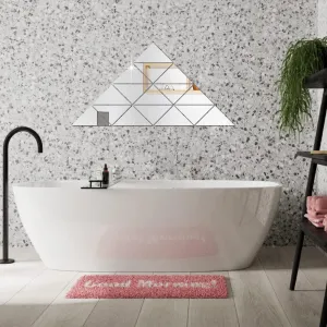 WallDaddy Mirror Stickers for Wall | Pack of (16 Silver Triangle) - 3D Acrylic Decorative Mirror Wall Stickers, Mirror for Wall | Home | Almira | Bedroom | Livingroom | Kitchen | KidsRoom Etc.