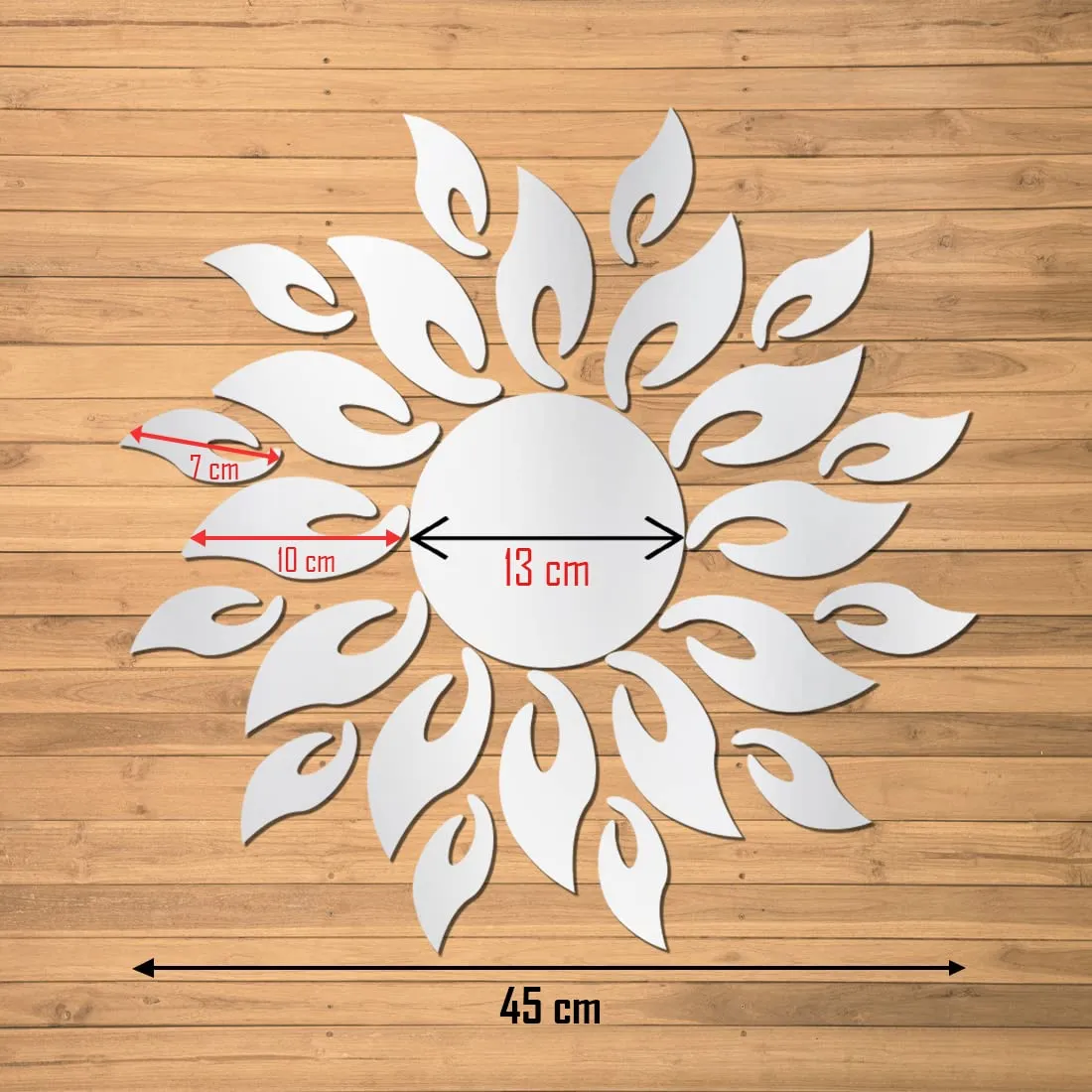 WallDaddy Mirror Stickers for Wall | Pack of (Sunfalme Silver) 3D Acrylic Decorative Mirror Wall Stickers, Mirror for Wall | Home | Almira | Bedroom | Bathroom | Hall | Kitchen | Living Room Etc.