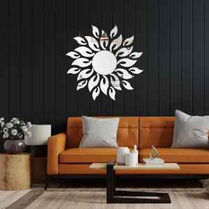 WallDaddy Mirror Stickers for Wall | Pack of (Sunfalme Silver) 3D Acrylic Decorative Mirror Wall Stickers, Mirror for Wall | Home | Almira | Bedroom | Bathroom | Hall | Kitchen | Living Room Etc.