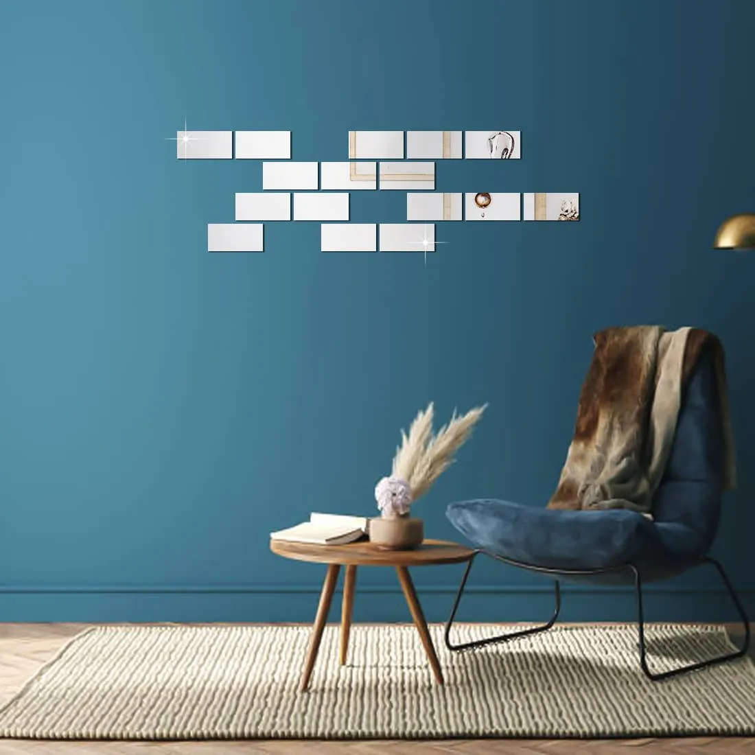 WallDaddy Self Adhesive Mirror Wall Stickers | Pack of (16 Frame Silver) 3D Acrylic Decorative Mirror Stickers, Mirror for Wall | Home | Bedroom | Bathroom | Kitchen | Festivals Decoration