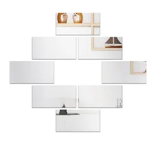 WallDaddy Self Adhesive Mirror Wall Stickers | Pack of (8 Big Frame Silver) 3D Acrylic Decorative Mirror Stickers, Mirror for Wall | Home | Bedroom | Bathroom | Kitchen | Festivals Decoration