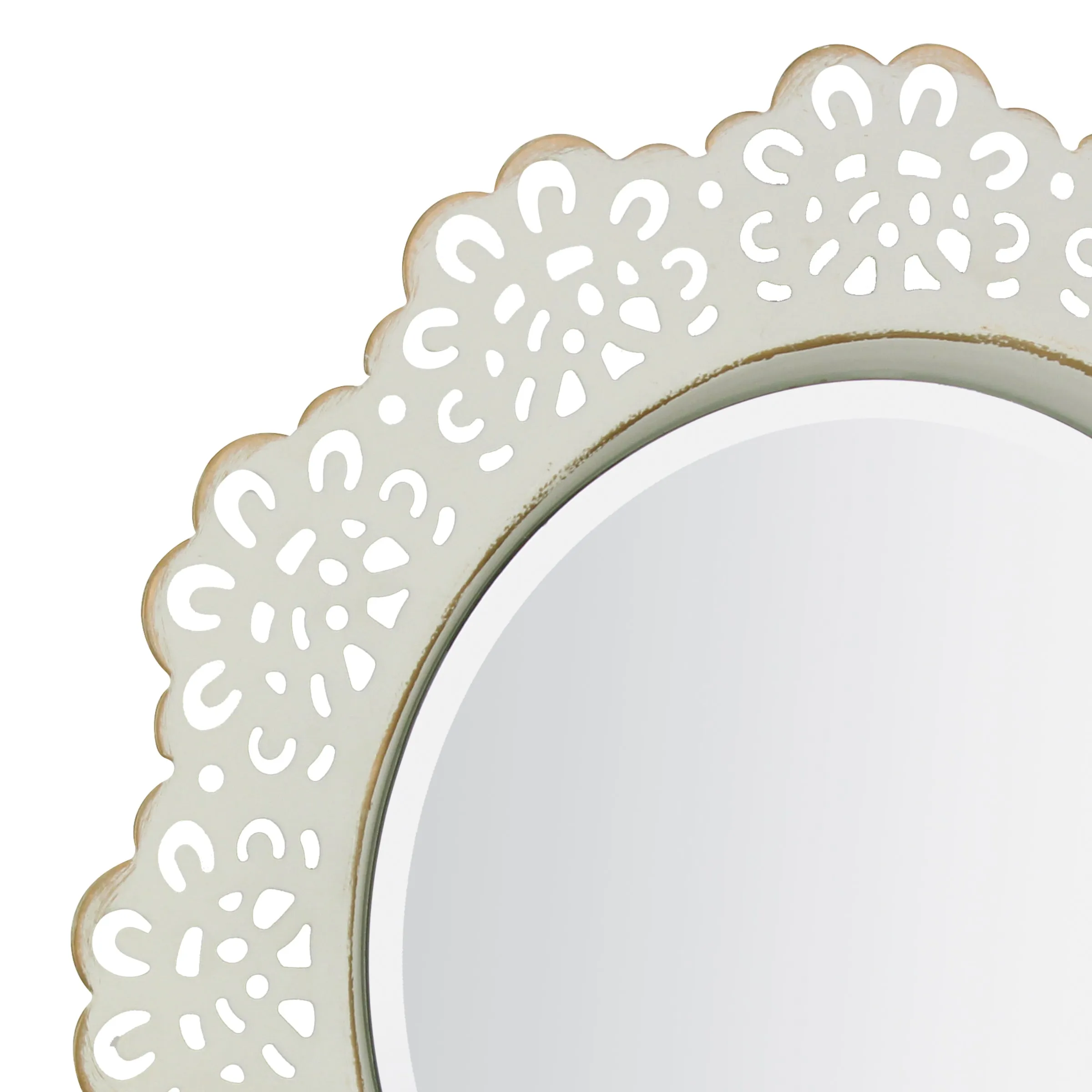 White Metal Lace Wall Mirror - 12 in. (WS)