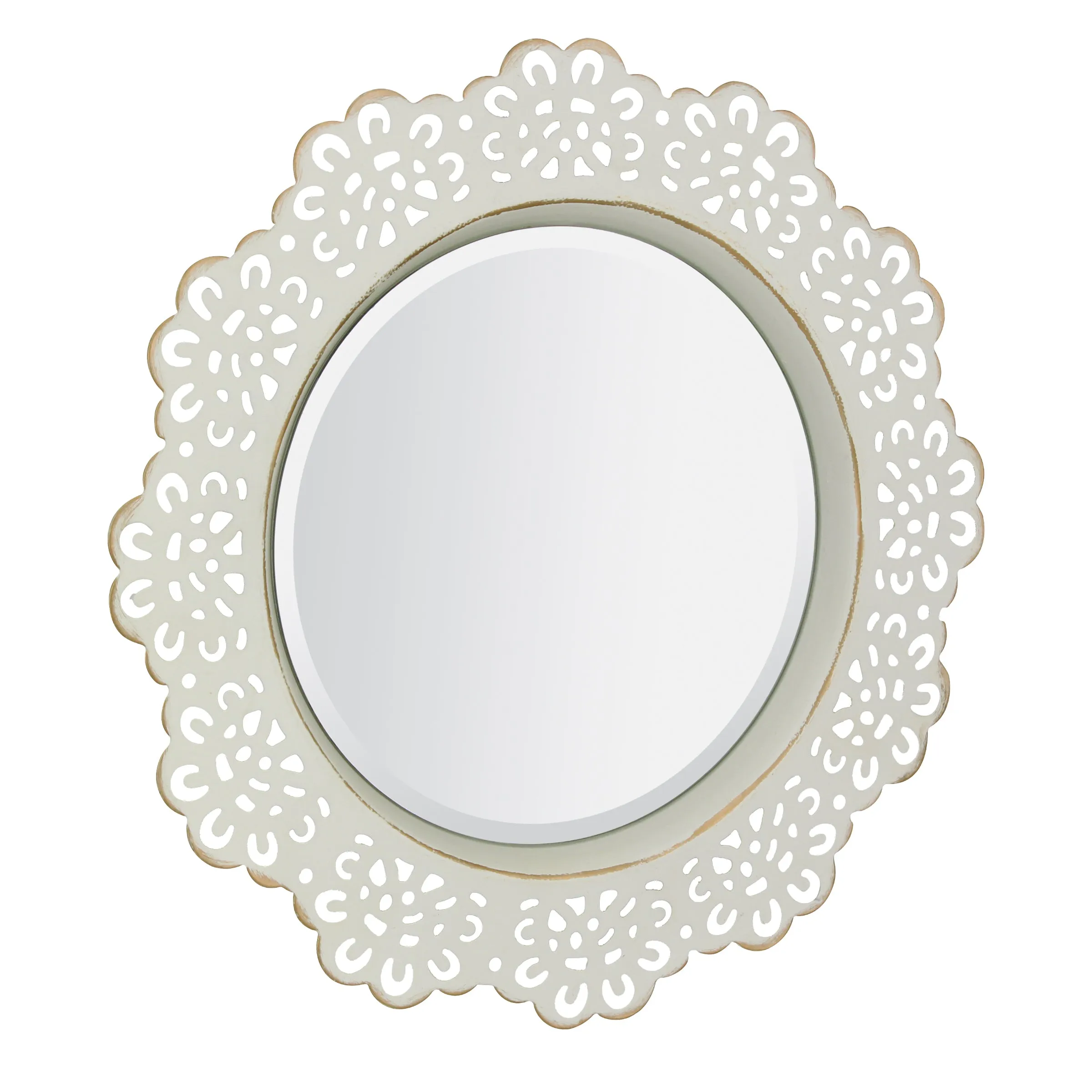 White Metal Lace Wall Mirror - 12 in. (WS)
