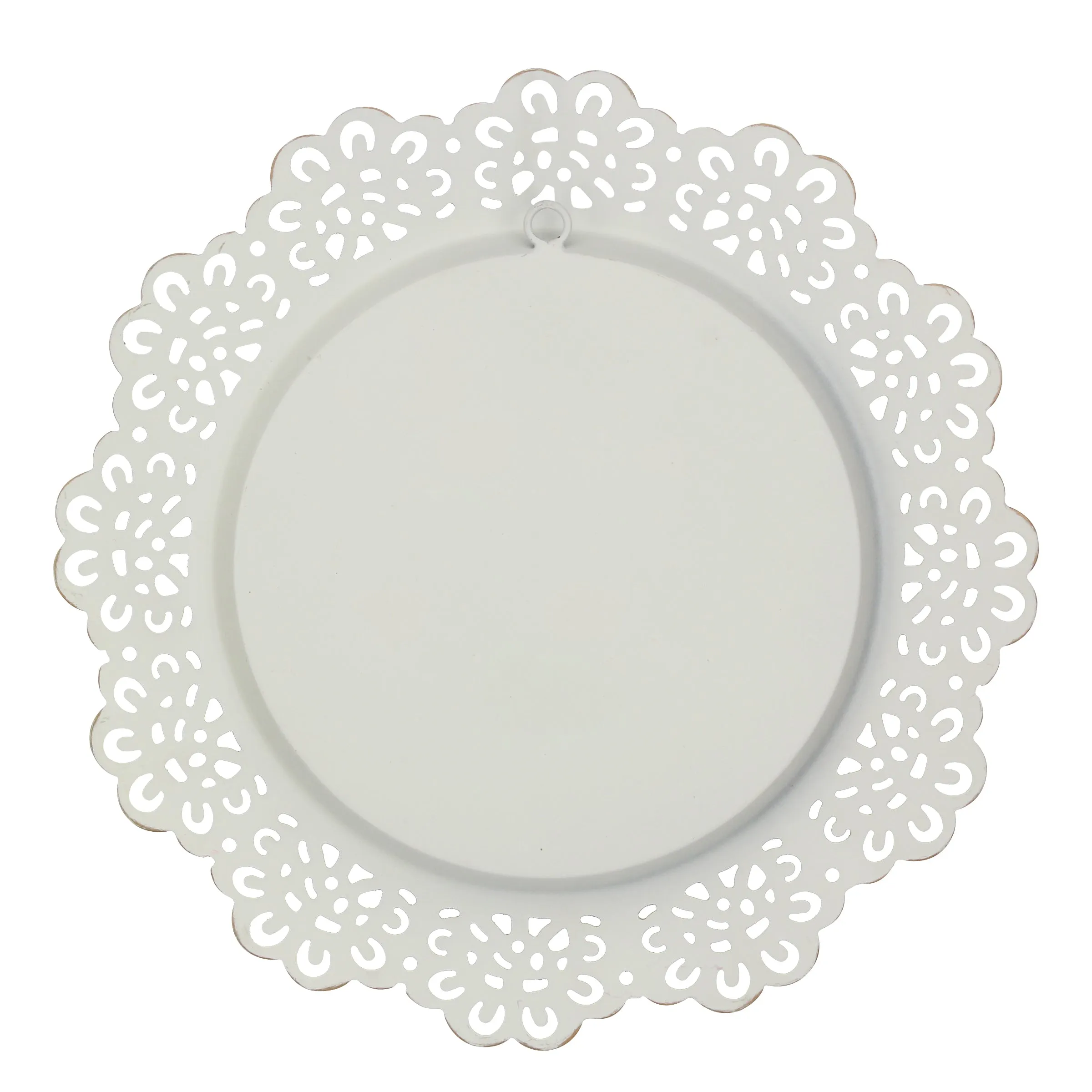 White Metal Lace Wall Mirror - 12 in. (WS)