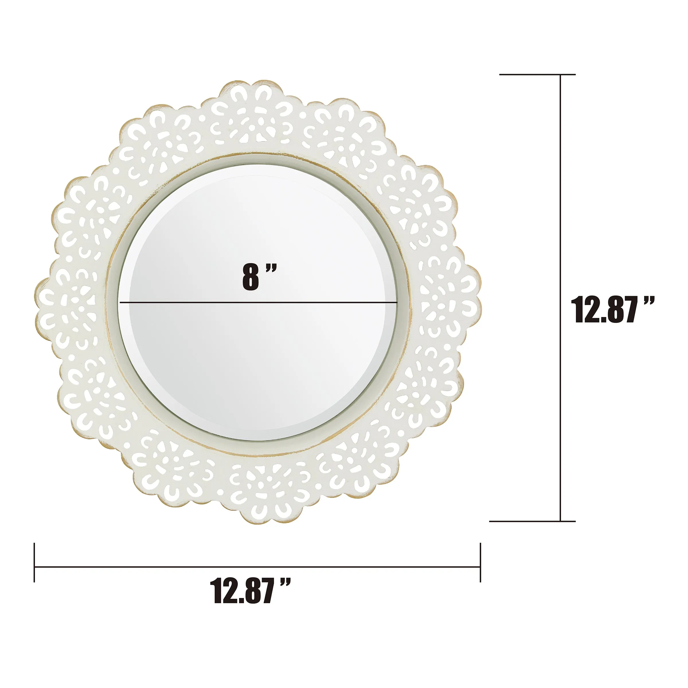 White Metal Lace Wall Mirror - 12 in. (WS)
