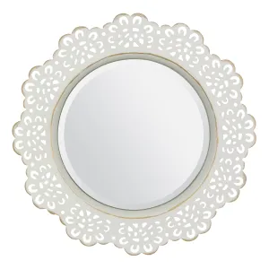 White Metal Lace Wall Mirror - 12 in. (WS)