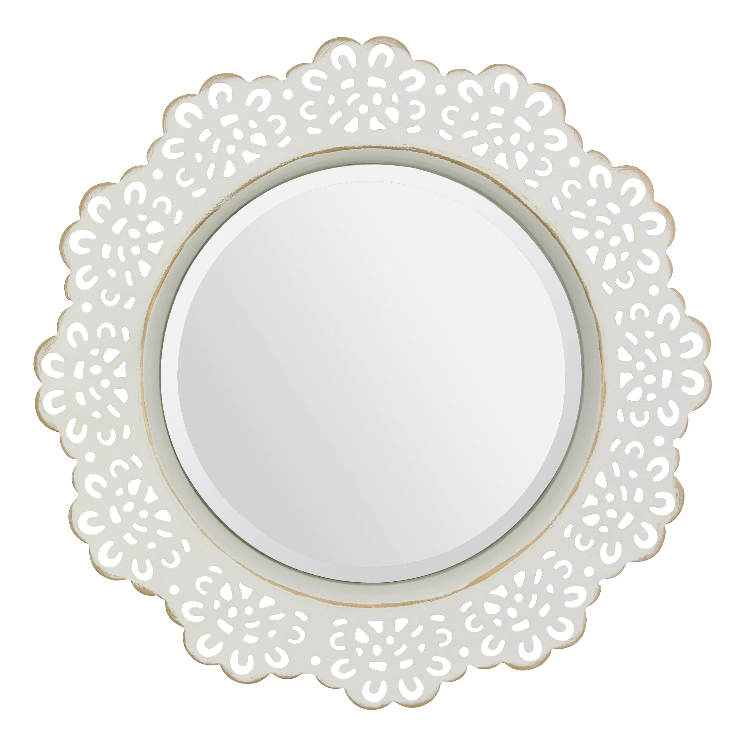 White Metal Lace Wall Mirror - 12 in. (WS)