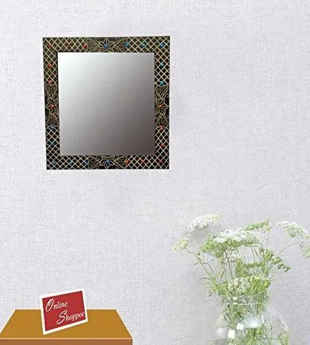 Wooden Decorative Wall Mirrorr Square Shape