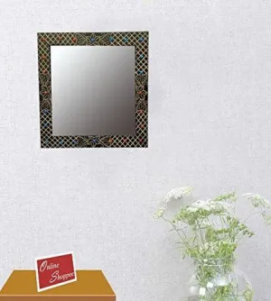Wooden Decorative Wall Mirrorr Square Shape