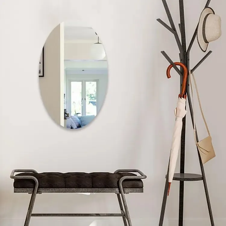Yadav Store Oval Shape Adhesive Mirror Sticker for Wall on Tiles Bathroom Bedroom Living Room Basin Mirror Bathroom Wall Mirror Stickers Unbreakable Plastic Wall Mirror 30 * 20