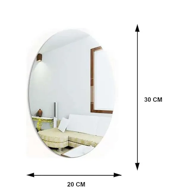 Yadav Store Oval Shape Adhesive Mirror Sticker for Wall on Tiles Bathroom Bedroom Living Room Basin Mirror Bathroom Wall Mirror Stickers Unbreakable Plastic Wall Mirror 30 * 20